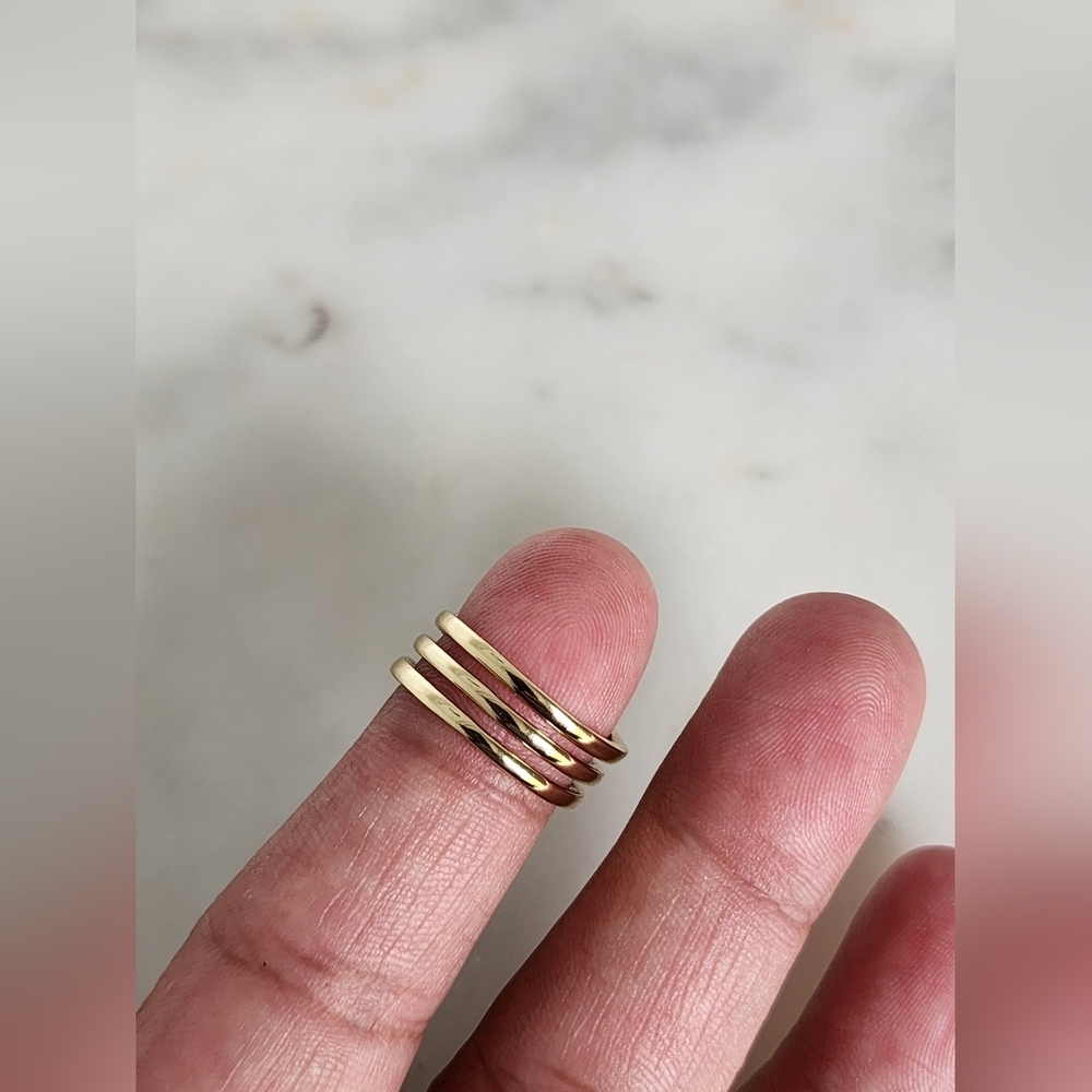 Stacked Ring with Crystal Accents Gold Plated Size #6 - Picture 3 of 6